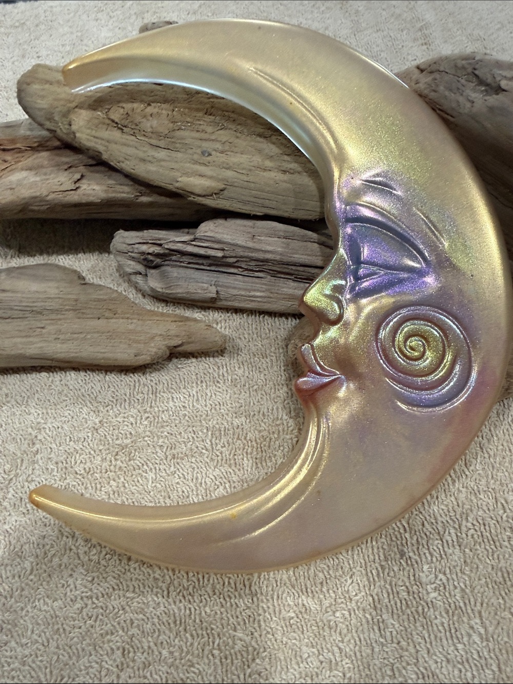 Iridescent Gold Resin,Crescent Moon Wall Accent - Home Accents Decor